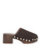 Mules With Heel In Brown Colour