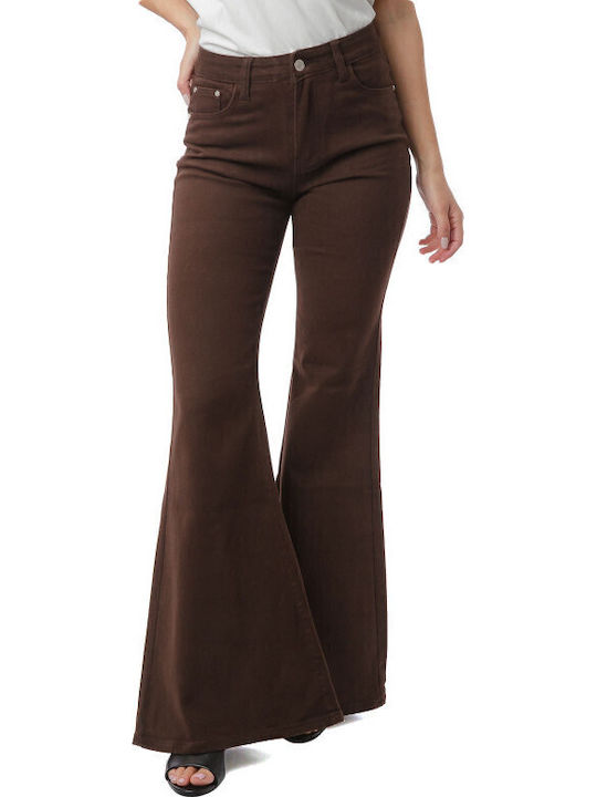 Silia D Women's Flared Brown Jean Pants