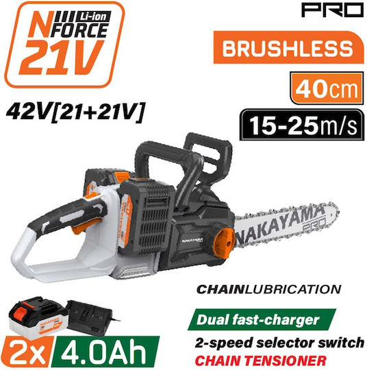 Nakayama EC1711X44 Battery Chainsaw Brushless 21V 3.8kg with 40cm Blade