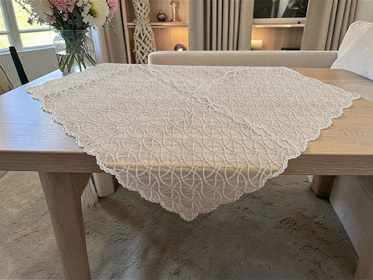 Linea Home Καρέ Τραπεζομάντηλο με Δαντέλα Tidal Μπεζ 100x100εκ.