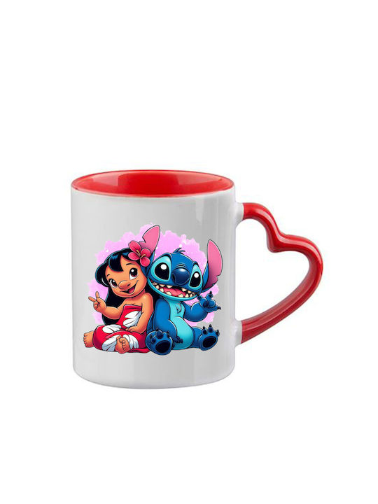 Κούπα Lilo & Stitch Κόκκινη Λαβή Καρδιά Εσωτερικό