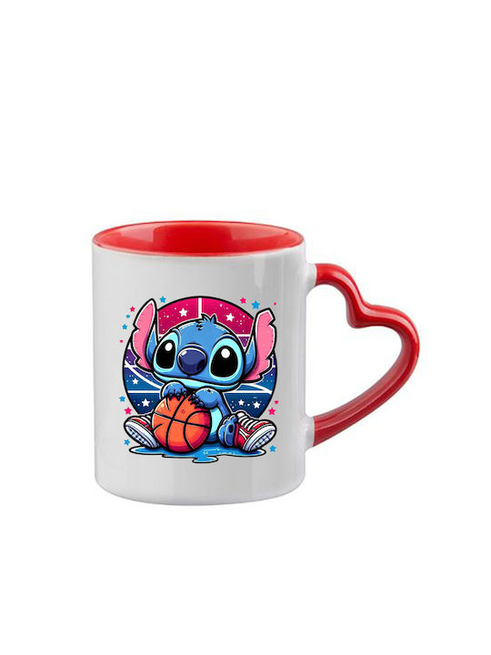 Κούπα Lilo & Stitch Κόκκινη Λαβή Καρδιά Εσωτερικό