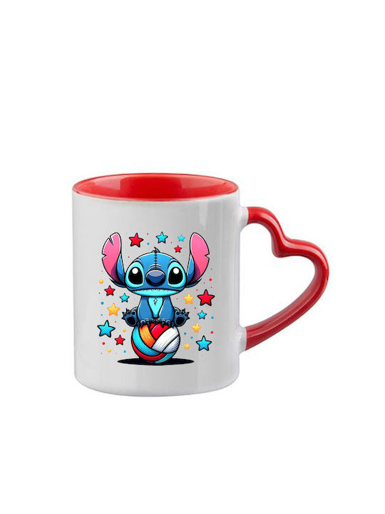 Κούπα Lilo & Stitch Κόκκινη Λαβή Καρδιά Εσωτερικό