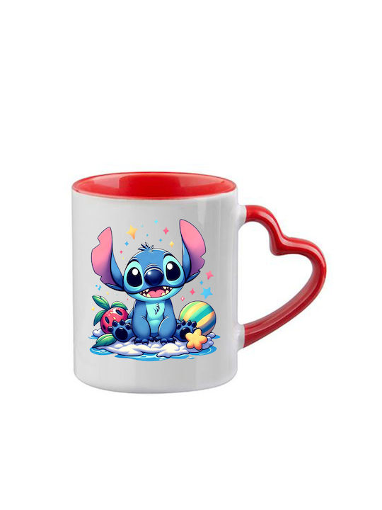 Κούπα Lilo & Stitch Κόκκινη Λαβή Καρδιά Εσωτερικό