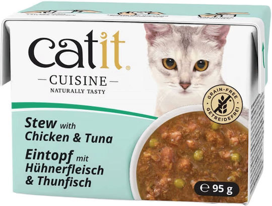 Nasses Katzenfutter Catit Cuisine Eintopf Huhn Thunfisch für Katzen 95 g