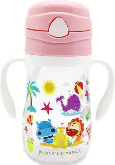 Marcus & Marcus Baby- und Kleinkindbecher mit Griff und Strohhalm aus Silikon Rosa 300ml