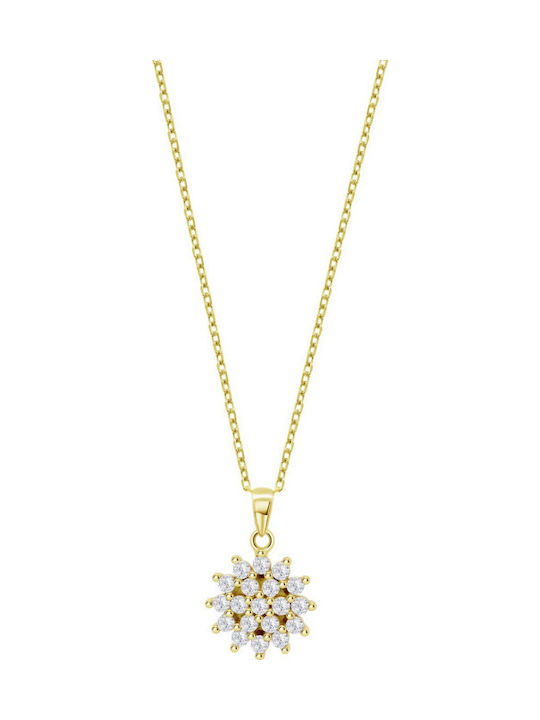 Lotus Watches Necklace from Gold Plated Silver with Zircon