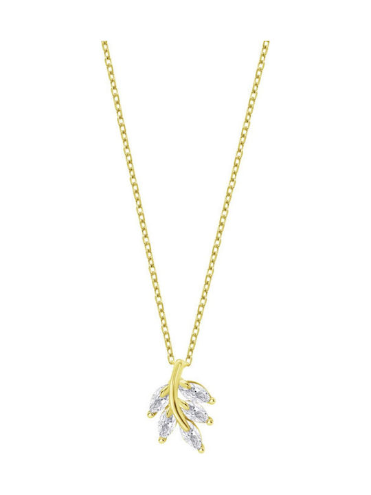 Lotus Watches Necklace from Gold Plated Silver with Zircon