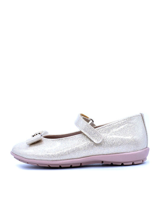 Kids Ballerinas Anatomic with Hoop & Loop Closure Leather Gold