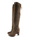 Suede Damenstiefel mit Hohem Absatz Braun