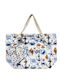 Stoff Strandtasche mit Brieftasche Blau