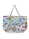 Stoff Strandtasche mit Brieftasche Blau