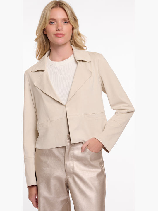 Crop Suede Women's Jacket for Winter Birch
