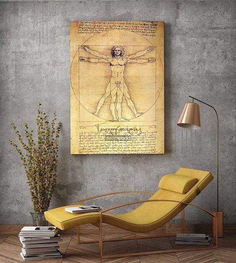Canvas Painting Man of Vitruvius by Leonardo Da Vinci Knv130 45cm X 65cm