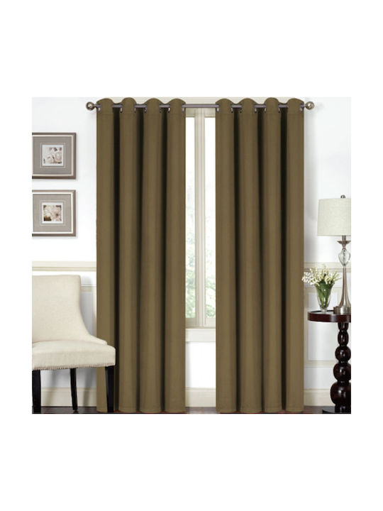Import Hellas Blackout Curtain With Grommets Mocha 140x270cm