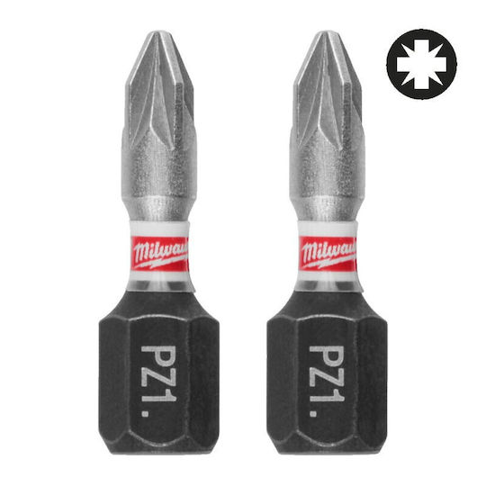 Milwaukee Ph2x25mm Cross Screwdriver Bit Processed Steel Heavy Duty Applications Set 3 Pieces 4932500353