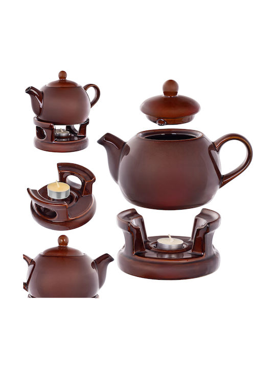 Kadax Ceramic Tea Set Brown 1000ml 15 Pieces