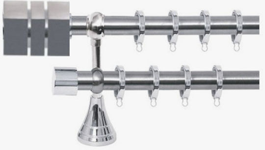Import Hellas Metallisches Vorhangstangen Double mit Stange Φ25mm 160cm Nickel