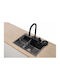 Tema Eingebauter Küchenspüle aus Flüssigem Granit mit Wasserhahn M60xB45cm Schwarz