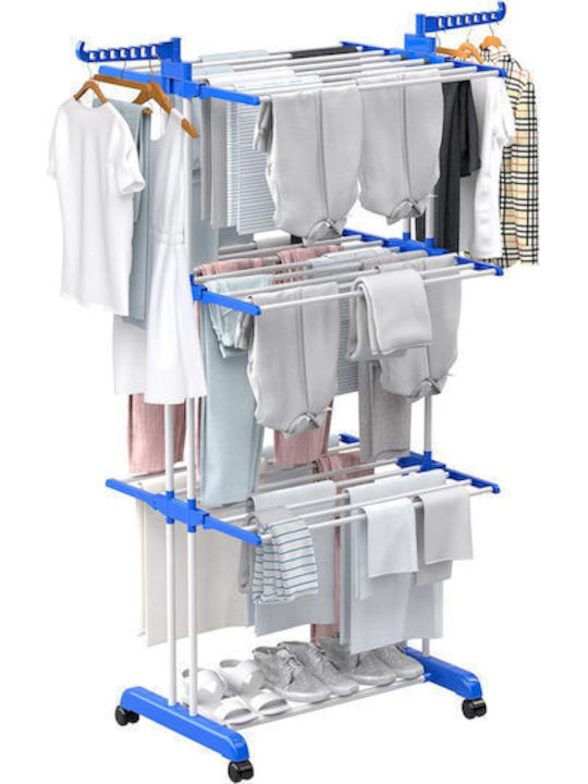 SPV Folding Floor Clothes Drying Rack for Balcony with Wheels