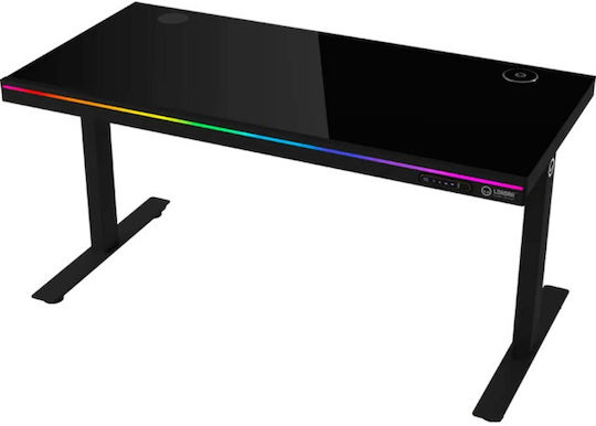 Birou de Gaming cu Înălțime Reglabilă LED și Porturi USB 140.5x68x116 cm Negru Birou de Gaming cu Înălțime Reglabilă LED și Porturi USB 140.5x68x116 cm Negru