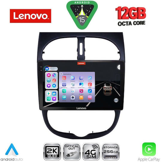 Lenovo Ηχοσύστημα Αυτοκινήτου για Peugeot 206 BMW X1 / X3 / X4 1998-2006 (Bluetooth/USB/WiFi/GPS/Apple-Carplay/Android-Auto) με Οθόνη Αφής 9"