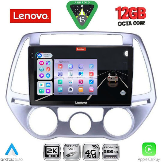 Lenovo Ηχοσύστημα Αυτοκινήτου για BMW X1 / X3 / X4 Hyundai i20 2008-2012 με A/C (Bluetooth/USB/WiFi/GPS/Apple-Carplay/Android-Auto) με Οθόνη Αφής 9"