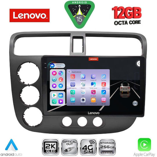 Lenovo Car Audio System for BMW X1 / X3 / X4 Honda Civic 2001-2006 Bluetooth USB WiFi GPS Apple CarPlay Android Auto with 9" Touch Screen