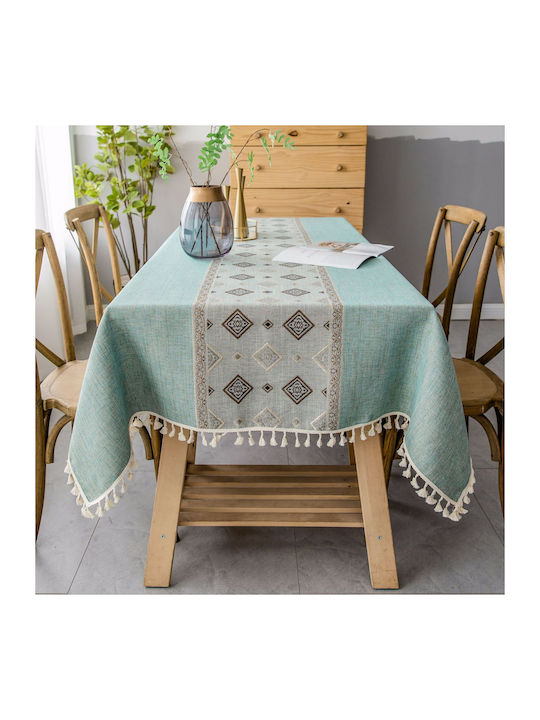 FRIPIA Față De Masă Din In Cu Broderie Albastră 140x220cm
