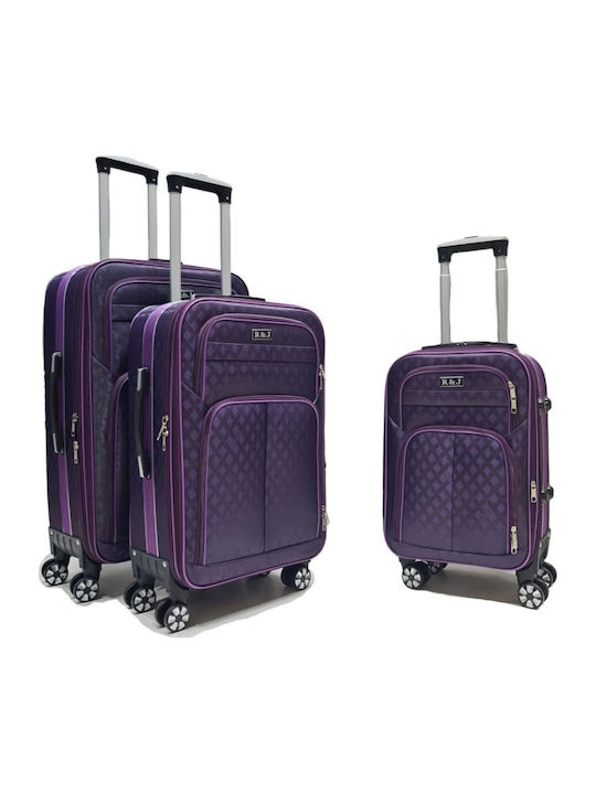 Reise Koffer Stoff Lila mit 4 Räder Set 3 Stück