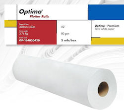 Rolle Plotter Optima Plotterrolle A2 80g 420mm x 50m 2 Stück Box Optima Premium