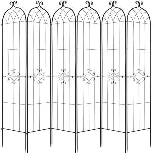 Set 6 X Araci De Grădină Din Metal 220 X 52,5 Cm Cadru Din Oțel Negru Întărit Set 6 X Araci De Grădină Din Metal 220 X 52,5 Cm Cadru Din Oțel Negru Întărit