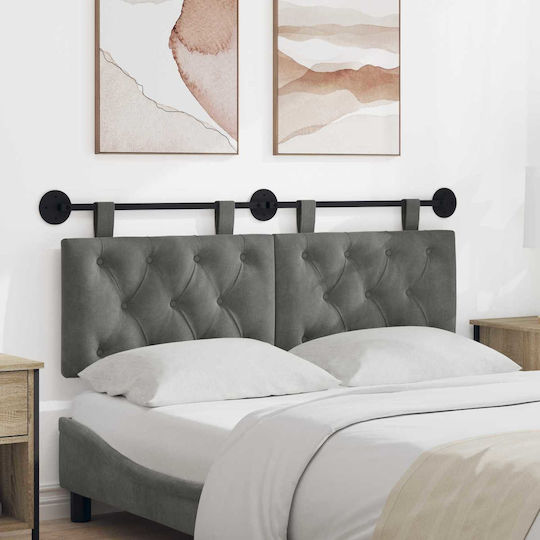 vidaXL Fabric Bed Headboard Pillow Gray 130x55cm