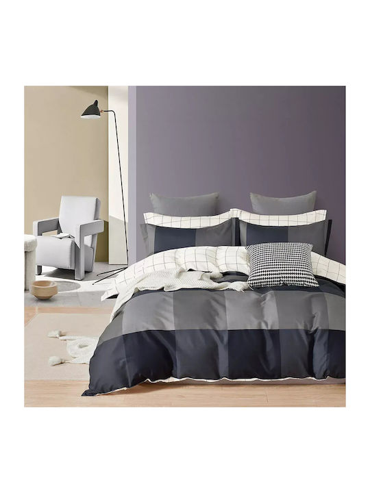 Beauty Home 12696 Set Bed Sheets Super King 230x260cm Gray 4 Pieces