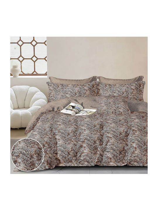 Beauty Home 12688 Set Of Double Bed Sheets With Rubber Hugger 165x200+30cm Beige 4 Pieces