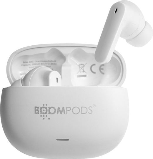 Boompods Echobuds ANC Bluetooth Handsfree Ακουστικά με Αντοχή στον Ιδρώτα και Θήκη Φόρτισης Λευκά