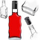 Glass Bottle Liqueur 200ml Long Black Cap 5 Pcs