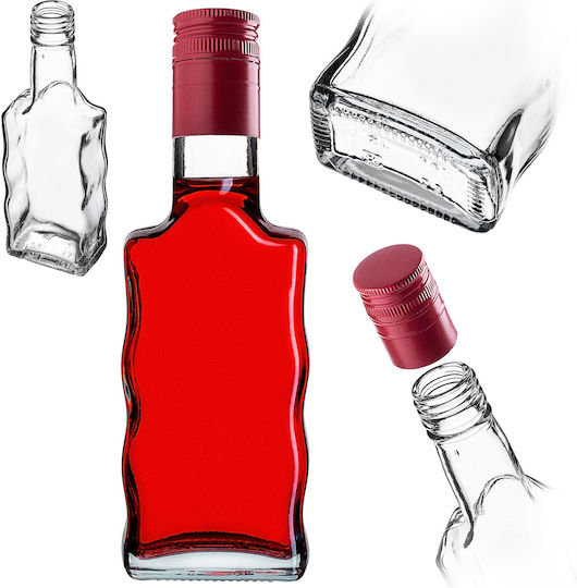 Kadax Glas Wein-/Getränkeflasche 200ml Likör Flasche Mit Langer Roter Kappe 1 Stück
