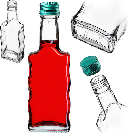 Sticlă Din Sticlă Pentru Lichior 200ml Capac Verde 5 Bucăți