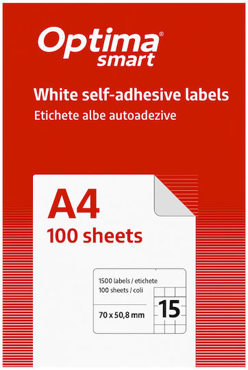 Optima Etichete Autoadezive A4 Rectangulare 70x50.8mm