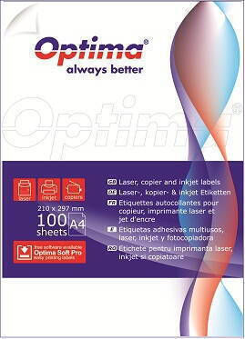 Optima Optima Selbstklebende A4 Etiketten Rechteckige 97x42,4mm