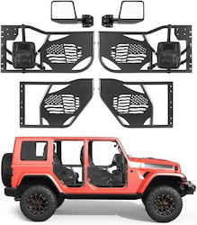 Vevor Jeep Tube Türen 4-Türer Kompatibel 2007-2018 Jeep Wrangler Jk Unlimited Stahl Off Road Vorder- und Hintertüren Rohrrahmen Halbtüren Dot Zertifizierte Seitenspiegel Aufbewahrungstasche Gummipads