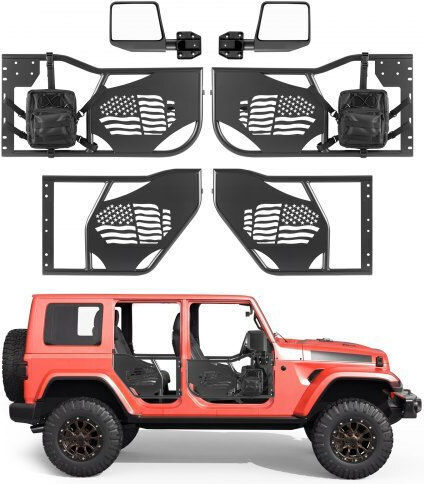 Vevor Jeep Tube Türen 4-Türer Kompatibel 2007-2018 Jeep Wrangler Jk Unlimited Stahl Off Road Vorder- und Hintertüren Rohrrahmen Halbtüren Dot Zertifizierte Seitenspiegel Aufbewahrungstasche Gummipads