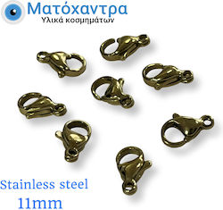 Ανοξείδωτο Ατσάλινο Παπαγαλάκι Χρυσό 11mm 25 Τμχ