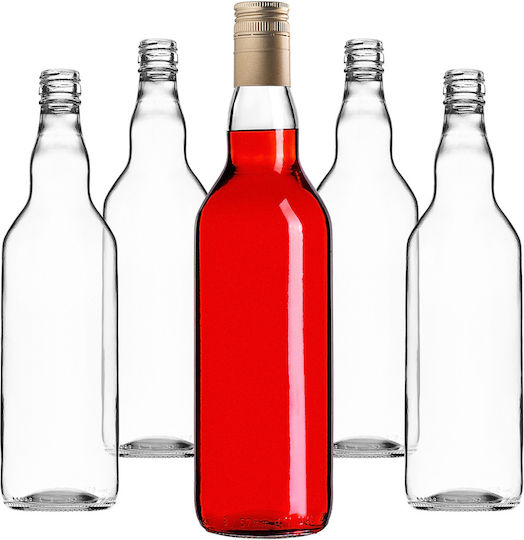 Glass Bottle 700ml Long Golden Cap 5 Pcs