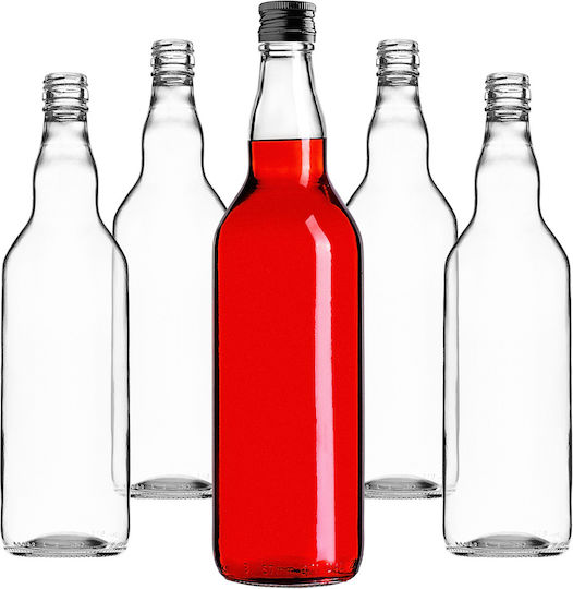 Sticlă 700ml Capac Negru 5 Bucăți