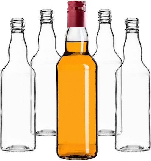 Glass Bottle 500ml Long Red Cap 10 Pcs