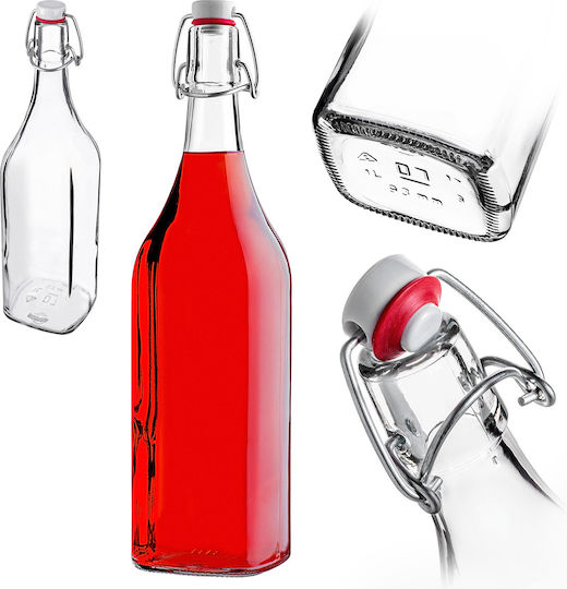 Glass Bottle 1l 1000 Ml Liqueurs Wine Drinks Mechanical Cork
