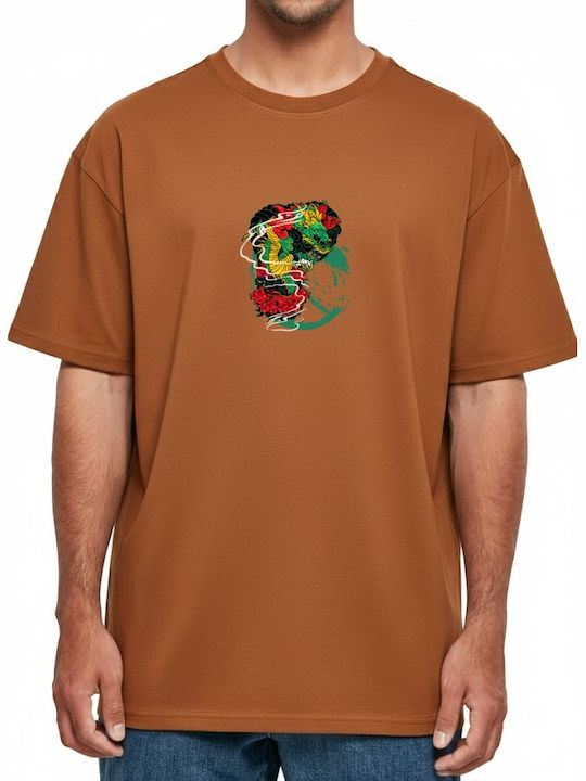 Oversized T-shirt Japanese Dragon Peonies Pop C...