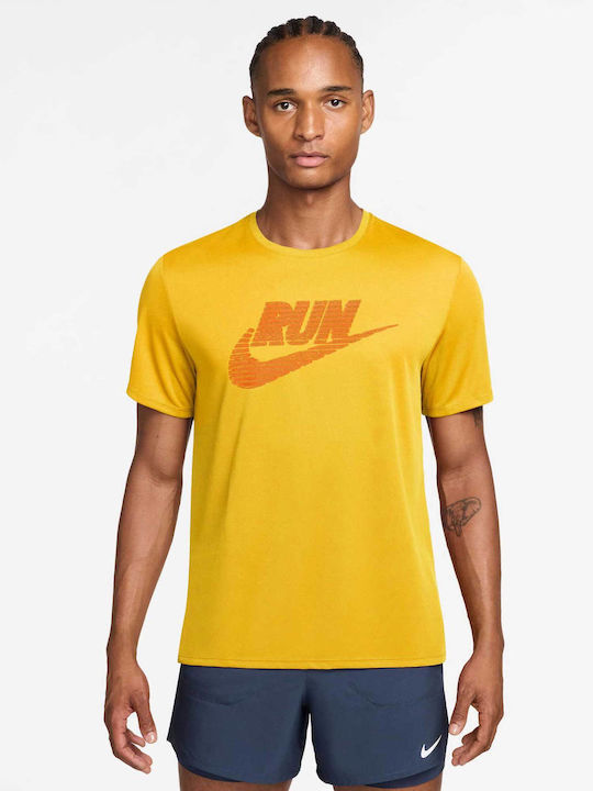 Nike Dri-Fit Sportliche Herrenbluse Kurzarm Orange
